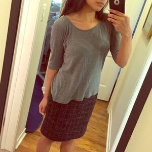 Green Marled Knit crochet back 3/4 sleeve blouse